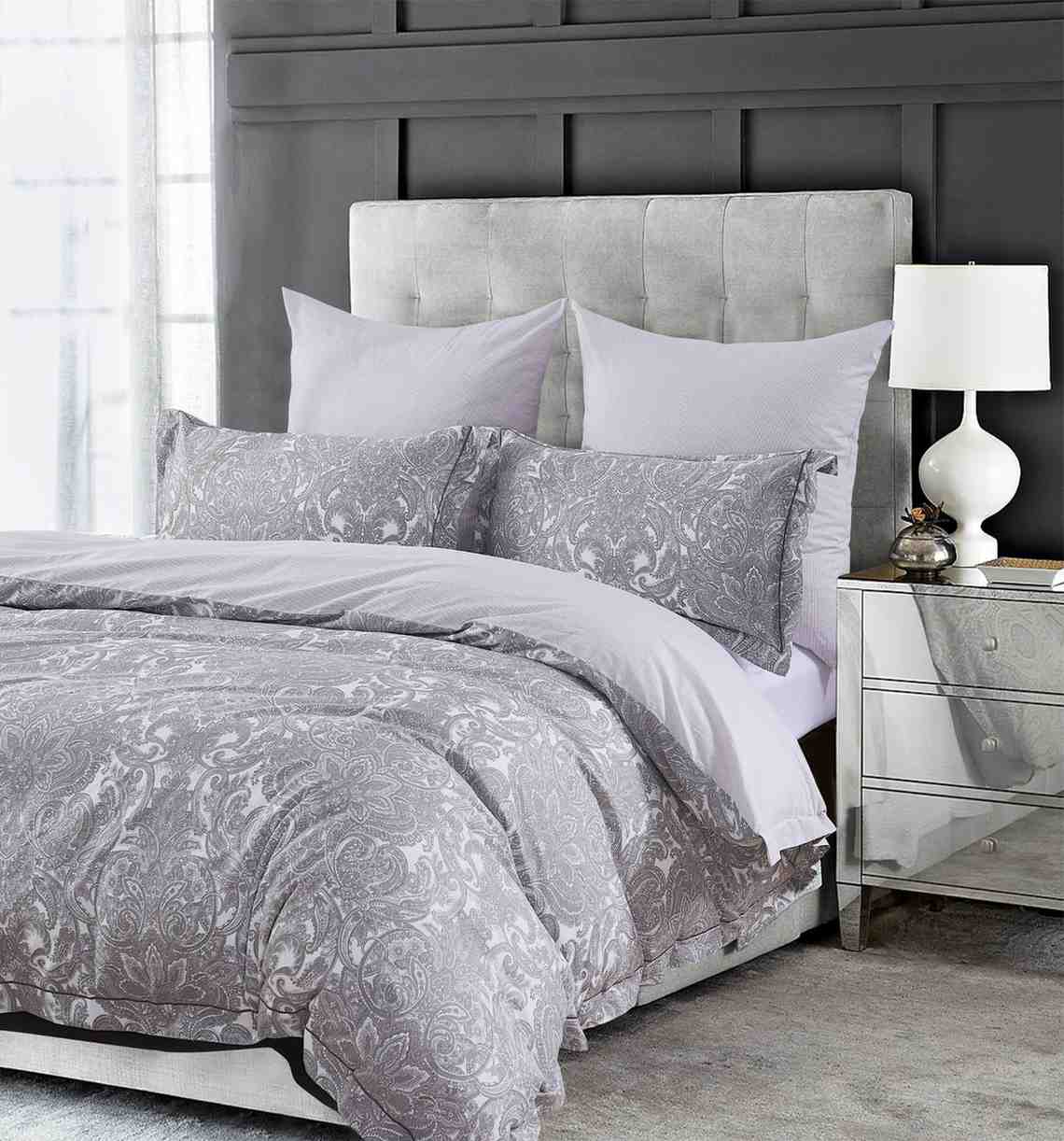 Close-up of Berlin duvet cover cotton fabric texture and quality