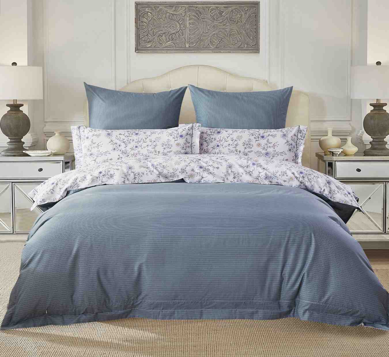 Emma duvet cover styled on bed in modern bedroom setting