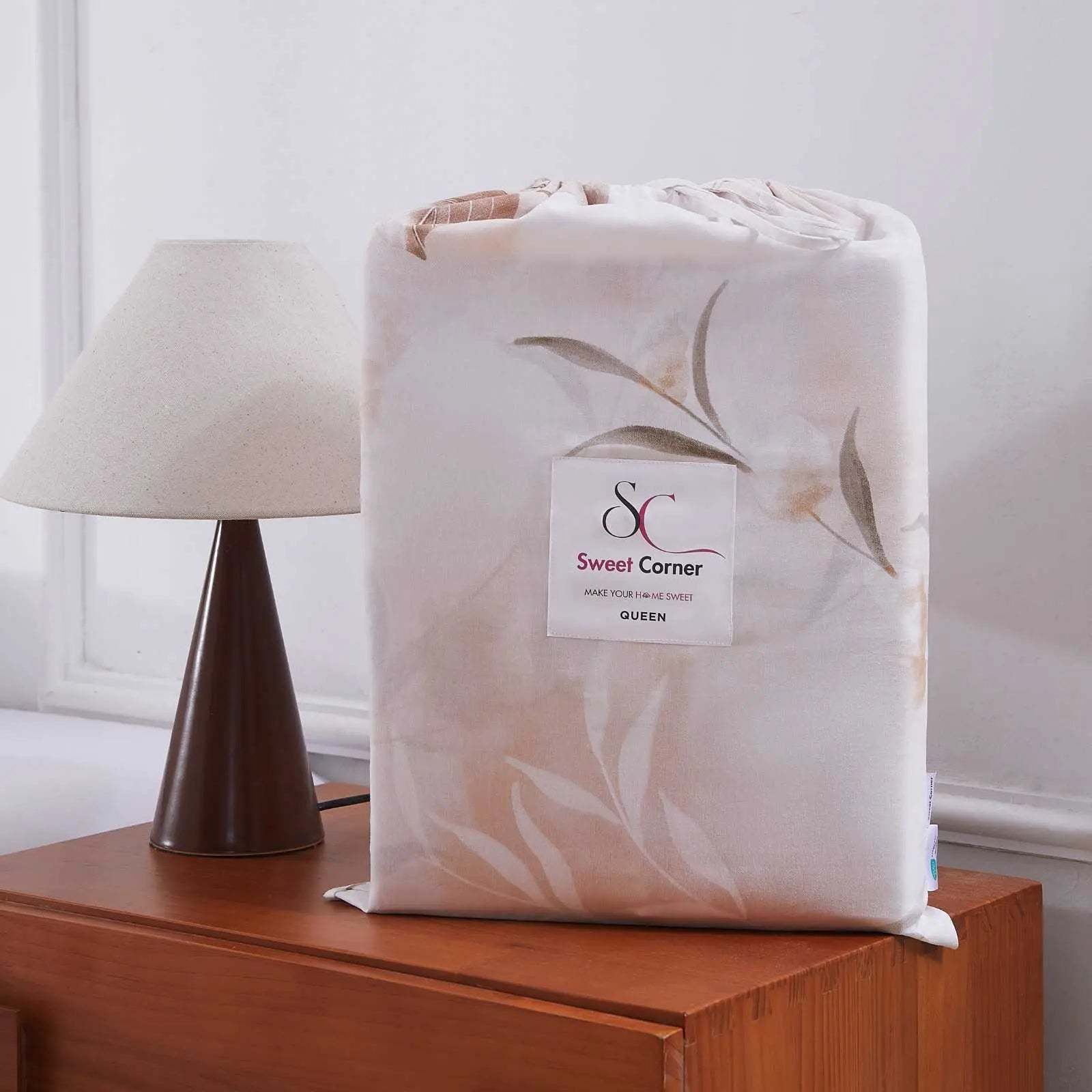 Munich floral pattern detail on natural cotton duvet cover