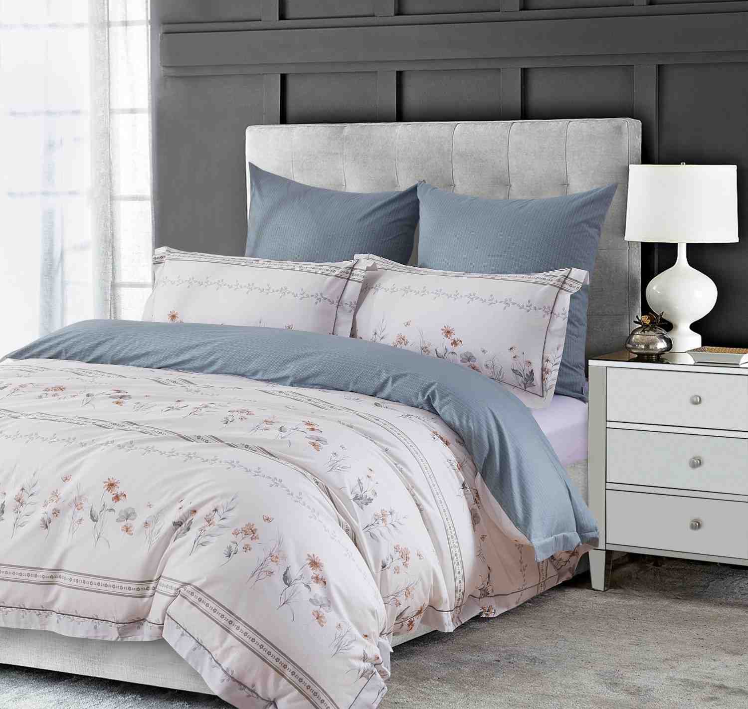 Close-up of Hamburg duvet cover cotton fabric texture and quality