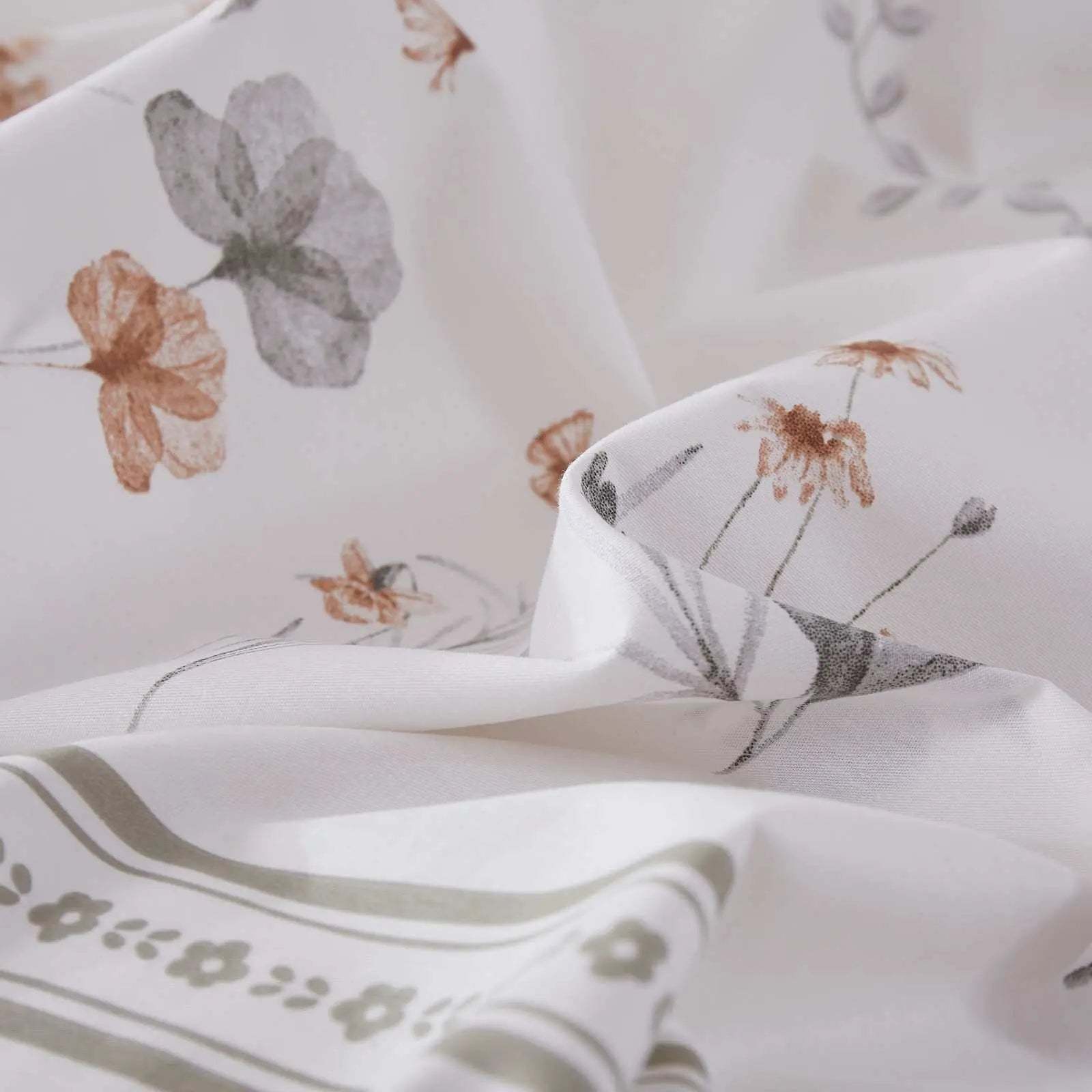 Hamburg floral pattern detail on natural cotton duvet cover