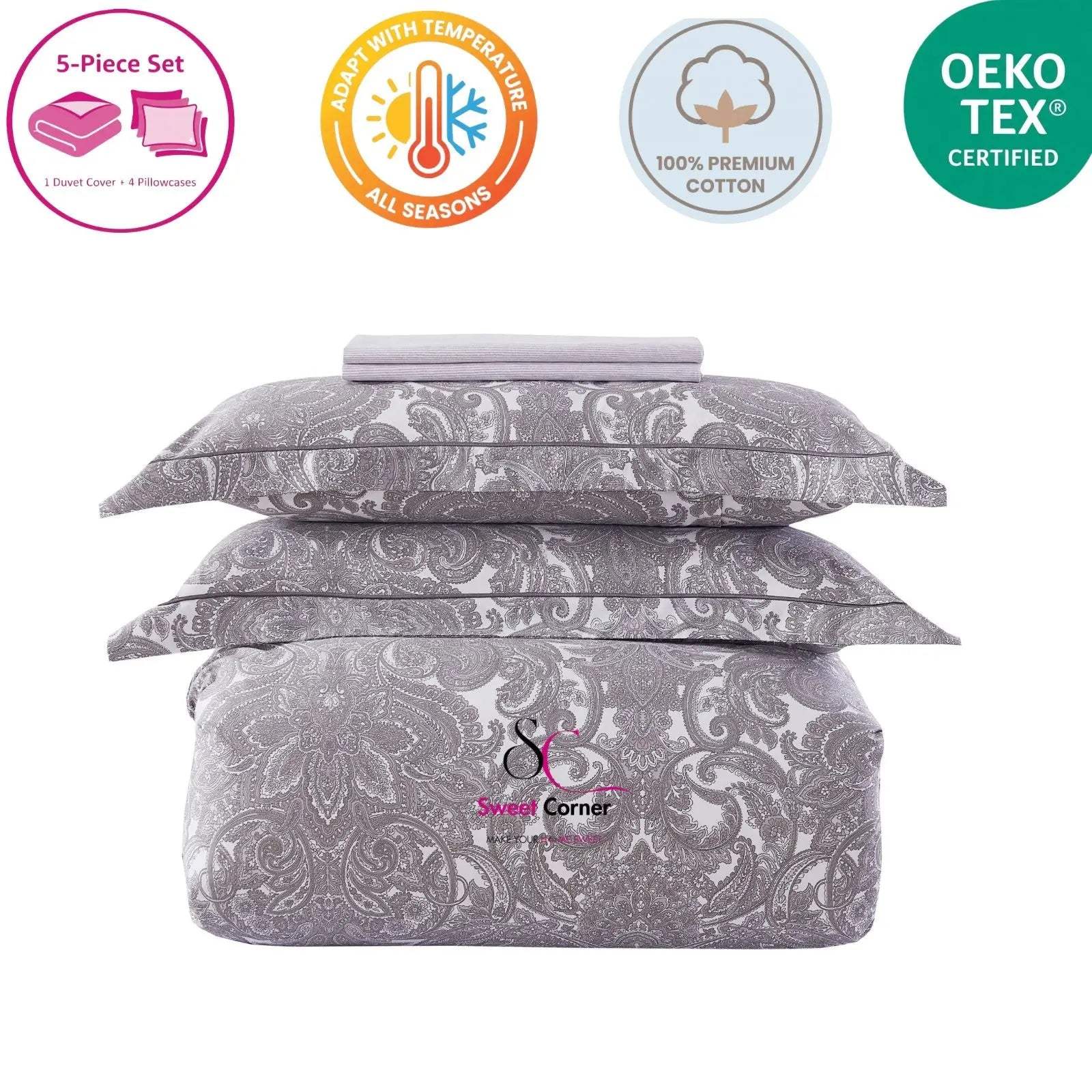 Berlin duvet cover set with floral pattern - OEKO-TEX certified 100% cotton bedding